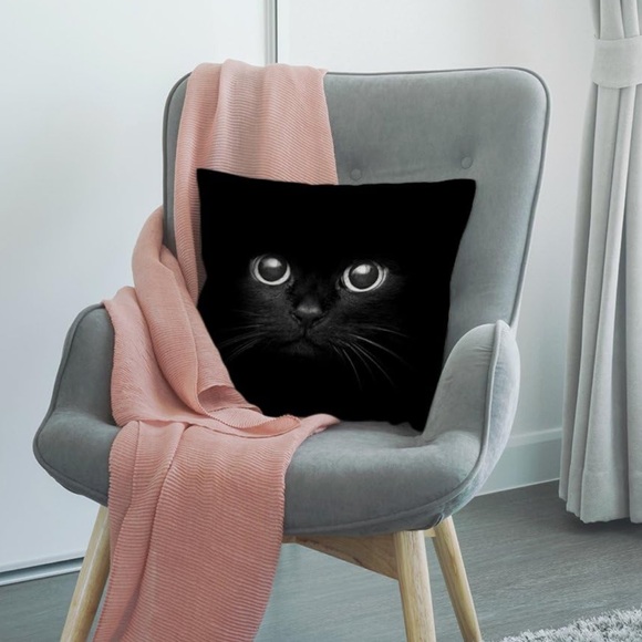 NEW Decorative Black Cat Throw Pillow Cover. - Picture 5 of 6